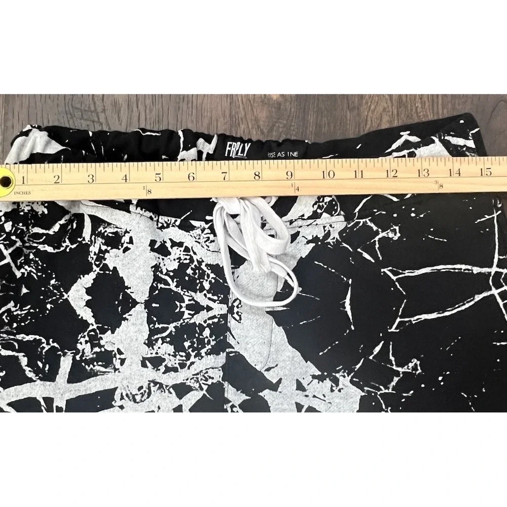 FRPLY Black Gray L Graphic All Over Print pants joggers Streetwear Skater Y2K‎ - Picture 7 of 10